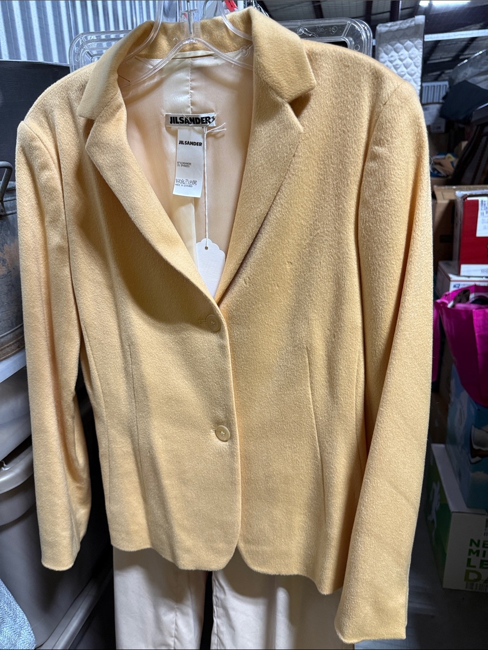 Jil Sander Pale Yellow Single-Breasted Wool Blazer